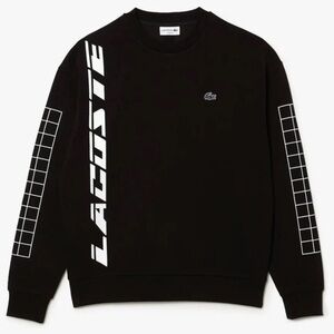 LACOSTE LOOSE FIT TWO-PLY PIQUE SWEATSHIRT (BLACK) Small